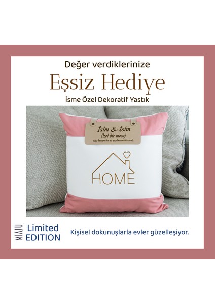 Isme Özel Hediyelik Yastık, Ev Desenli, Evlilik Teklifi Yastığı, Yıllarca Unutulmaz Bir Hediye