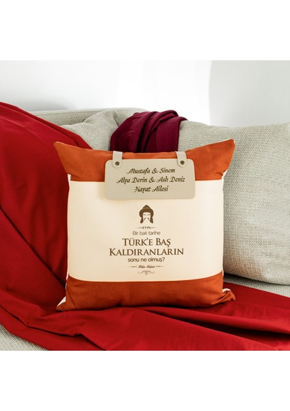 Bilge Kaan Sözü Yazılı, Ev Dekorunuza Şıklık Katacak Isme Özel Yastık, Göktürkçe Türk Yazılı