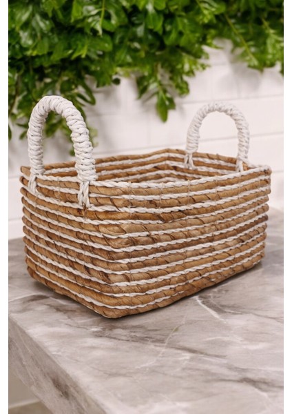 El Yapımı Doğal Muz Lifi Sepet 23x32x16 Cm Banyo, Mutfak, Oturma Odası, Yatak Odası Için Oceanpoint fiyatları