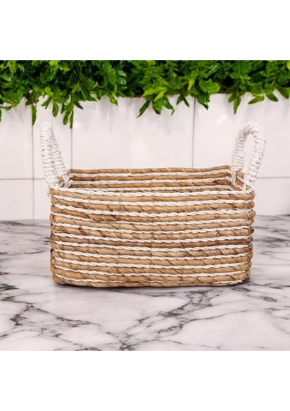 El Yapımı Doğal Muz Lifi Sepet 23x32x16 Cm Banyo, Mutfak, Oturma Odası, Yatak Odası Için Oceanpoint fırsatları
