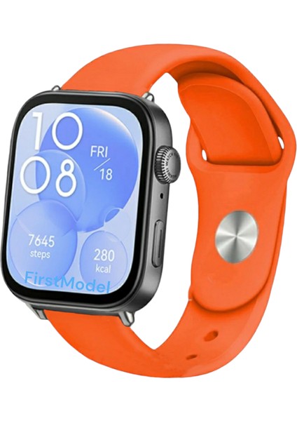 Huawei Watch Fit 3,4,4 Pro Uyumlu Jel Silikon Kordon Pim Çevirici Aparatı ile Akıllı Pimli Turuncu