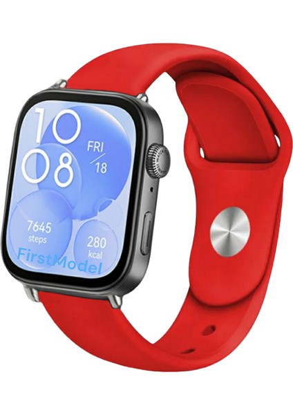 Huawei Watch Fit 3,4,4 Pro Uyumlu Jel Silikon Kordon Pim Çevirici Aparatı ile Akıllı Pimli Kırmızı