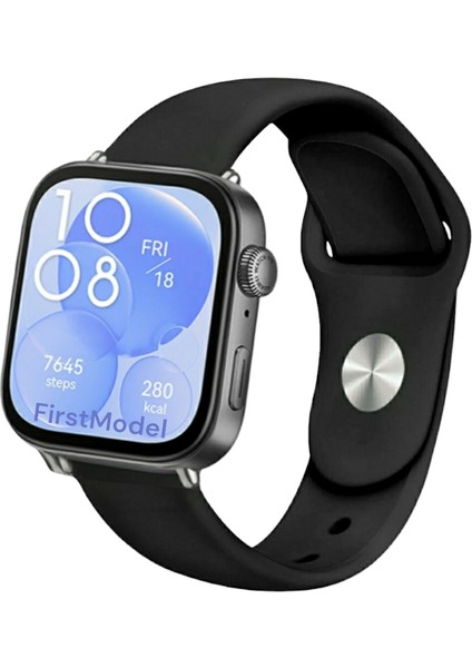 Huawei Watch Fit 3,4,4 Pro Uyumlu Jel Silikon Kordon Pim Çevirici Aparatı ile Siyah