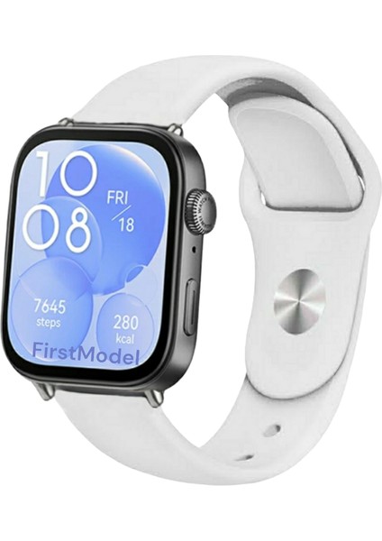 Huawei Watch Fit 3,4,4 Pro Uyumlu Jel Silikon Kordon Pim Çevirici Aparatı ile Akıllı Pimli Beyaz