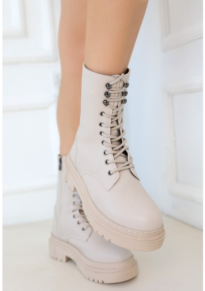 Caxa Bej Cilt Bağcıklı Bot fiyatları