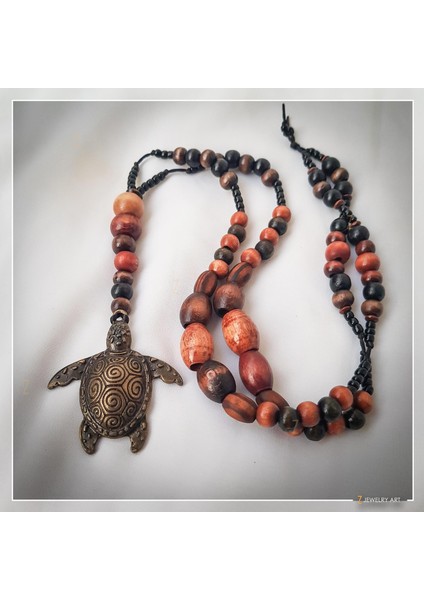 Caretta - El Yapımı Etnik Otantik Bohem Kadın Erkek Caretta Kaplumbağa Kolye