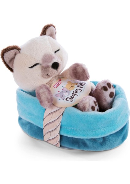 47893 Soft Basket 12 cm - Sleeping Pets Cuddly Toy Siamese Cats For Girls, Boys & Babies - Fluffy Stuffed Cuddle, Play & Sleep With - Cosy Plush Animals, Paws, Beige