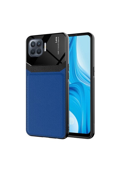 Oppo Reno 4 Lite Şık Deri Görünümlü Sert Pc Emiks Premium Kılıf