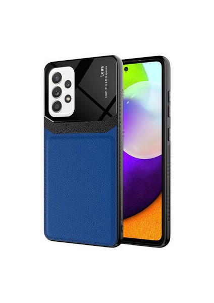 Samsung Galaxy A52 Şık Deri Görünümlü Sert Pc Emiks Premium Kılıf