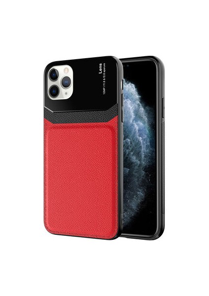 iPhone 11 Pro Max Şık Deri Görünümlü Sert Pc Emiks Premium Kılıf