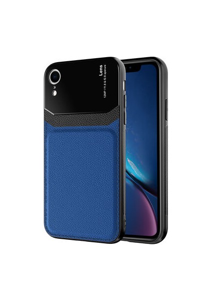 iPhone Xr Şık Deri Görünümlü Sert Pc Emiks Premium Kılıf