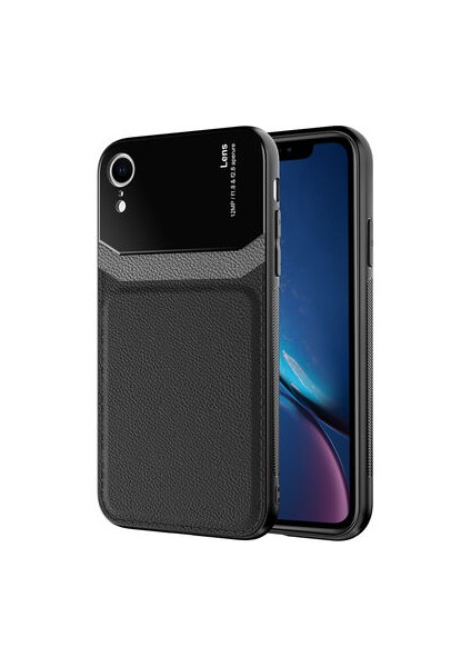 iPhone Xr Şık Deri Görünümlü Sert Pc Emiks Premium Kılıf