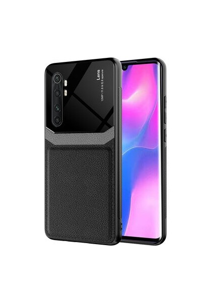 Xiaomi Mi Note 10 Lite Şık Deri Görünümlü Sert Pc Emiks Premium Kılıf