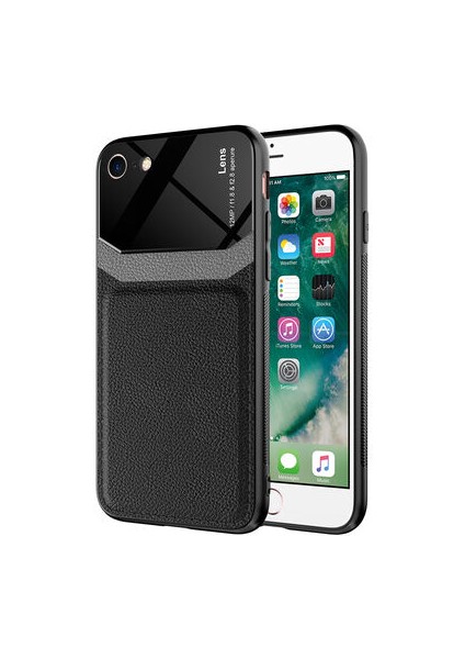 iPhone Se 2020 Şık Deri Görünümlü Sert Pc Emiks Premium Kılıf