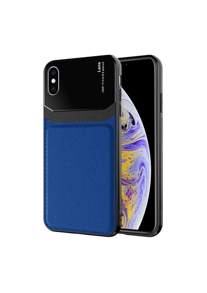 iPhone x Şık Deri Görünümlü Sert Pc Emiks Premium Kılıf