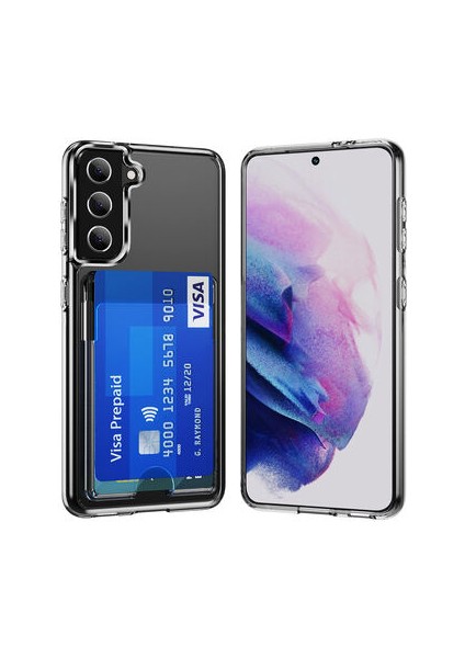 Samsung Galaxy S22 Plus Şeffaf Kart Bölmelli Sert Ensa Premium Silikon Kılıf