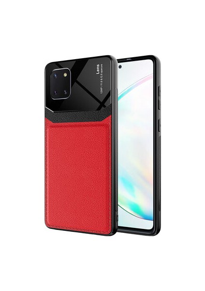 Samsung Galaxy Note 10 Lite Şık Deri Görünümlü Sert Pc Emiks Premium Kılıf