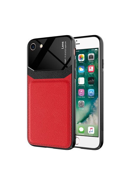 iPhone Se 2020 Şık Deri Görünümlü Sert Pc Emiks Premium Kılıf