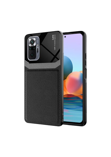 Redmi Note 10 Pro Kılıf Suni Deri Detaylı Kapre Premium Sert Silikon Kapak