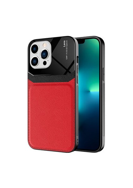 iPhone 13 Pro Max Şık Deri Görünümlü Sert Pc Emiks Premium Kılıf