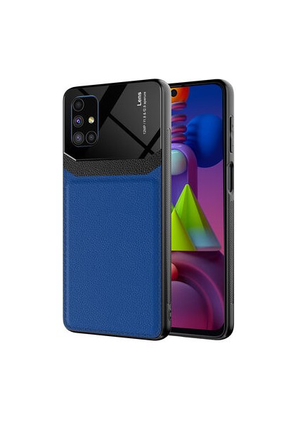 Samsung Galaxy M51 Şık Deri Görünümlü Sert Pc Emiks Premium Kılıf