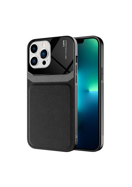 iPhone 13 Pro Max Şık Deri Görünümlü Sert Pc Emiks Premium Kılıf