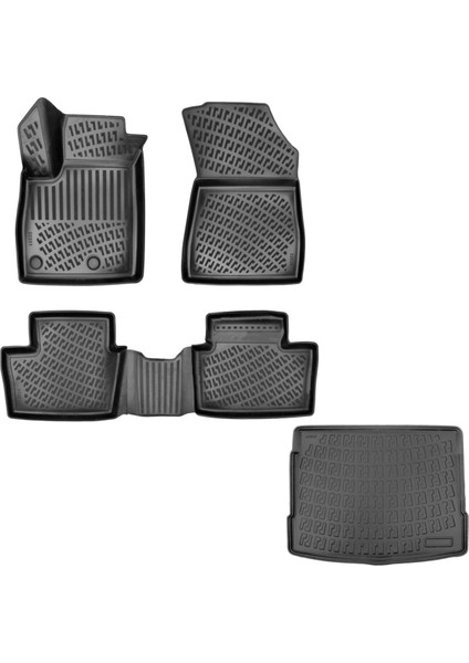 Opel Crossland 2024 Model 3D Havuzlu Paspas ve Bagaj Havuzu Set