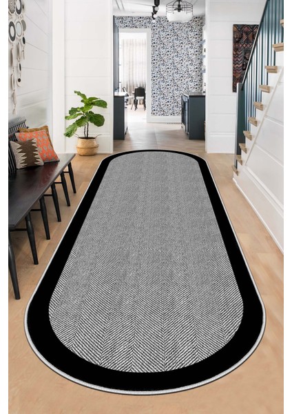 Makinede Yıkanabilir Kaymaz Taban Leke Tutmaz Oval Yolluk Ev Dekorasyonu Için Gri Kesme Yolluk