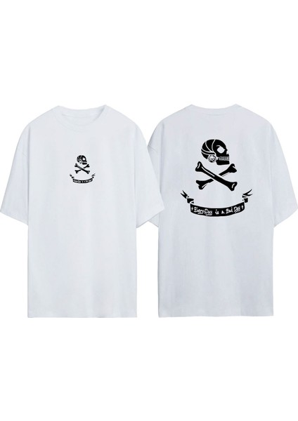 Unisex Henry Every Logo Tasarım Baskılı Pamuk Beyaz Oversize T-Shirt