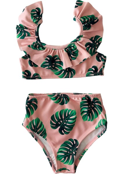 Yaprak Desen Volanlı Kız Çocuk Mayo - Pembe fiyatları