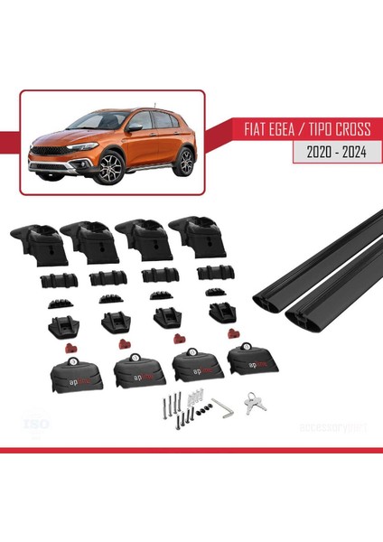 Fiat Egea Cross 2020 2021 2022 2023 2024 Ace-2 Ara Atkı Tavan Barı Siyah