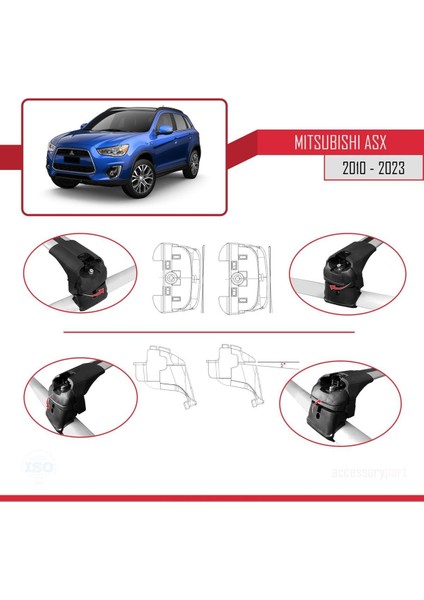 Mitsubishi Asx / Rvr 2010-2023 Arası ile Uyumlu Ace-2 Ara Atkı Tavan Barı Gri indirimleri