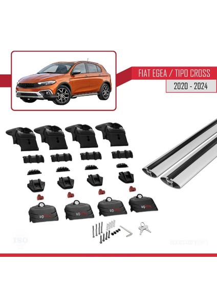 Fiat Egea Cross 2020 2021 2022 2023 2024 Ace-2 Uyumlu Ara Atkı Tavan Barı Gri