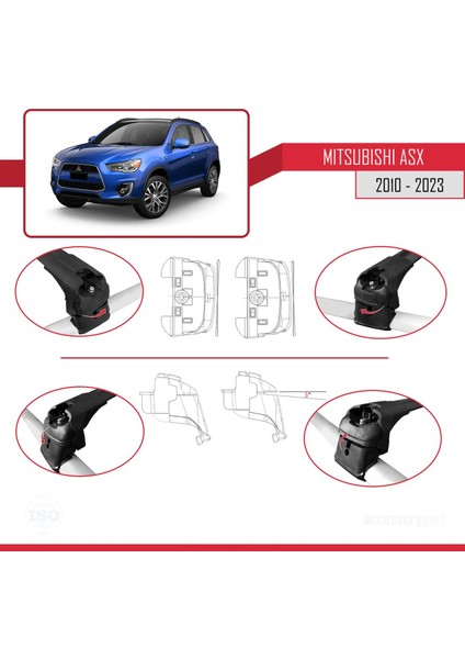 Mitsubishi Asx / Rvr (Mk3) 2010-2023 Arası ile Uyumlu Ace-2 Ara Atkı Tavan Barı Siyah indirimleri