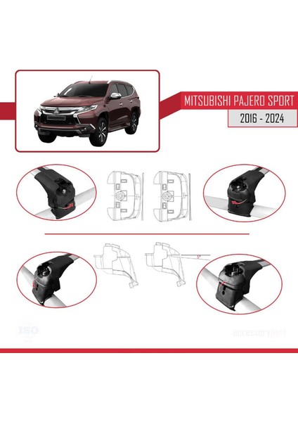 Mitsubishi Pajero Sport 2016 ve Sonrası ile Uyumlu Ace-2 Ara Atkı Tavan Barı Gri fırsatları