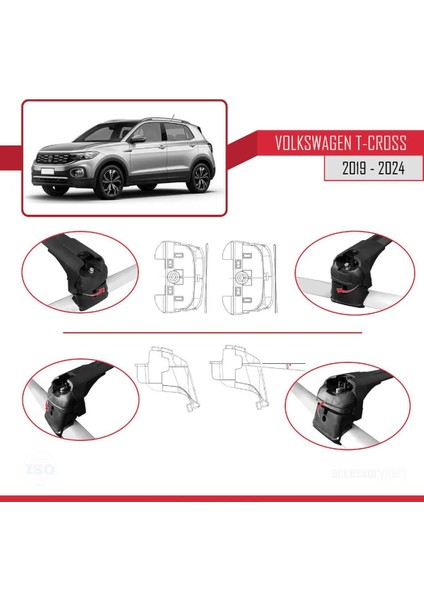 Volkswagen T-Cross 2019 ve Sonrası ile Uyumlu Ace-2 Ara Atkı Tavan Barı Siyah fırsatları