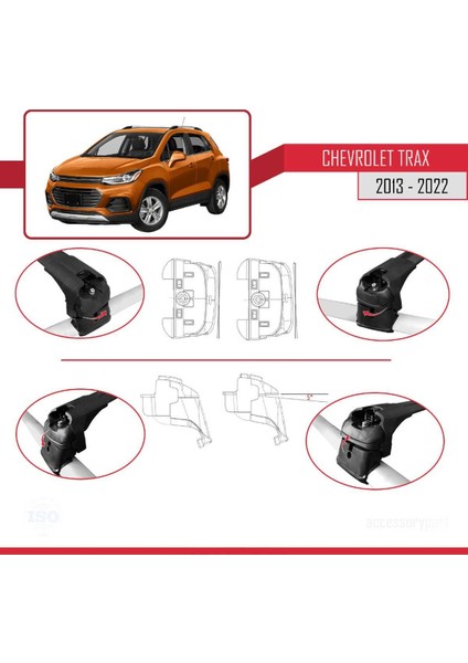 Chevrolet Trax 2013-2022 Arası ile Uyumlu Ace-2 Ara Atkı Tavan Barı Siyah fırsatları