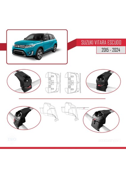 Suzuki Vitara 2015 ve Sonrası ile Uyumlu Ace-2 Ara Atkı Tavan Barı Gri indirimleri