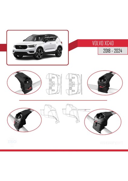 Volvo XC40 2018 ve Sonrası ile Uyumlu Ace-2 Ara Atkı Tavan Barı Gri fırsatları