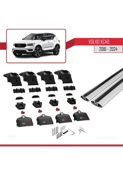Volvo XC40 2018 ve Sonrası ile Uyumlu Ace-2 Ara Atkı Tavan Barı Gri indirimleri