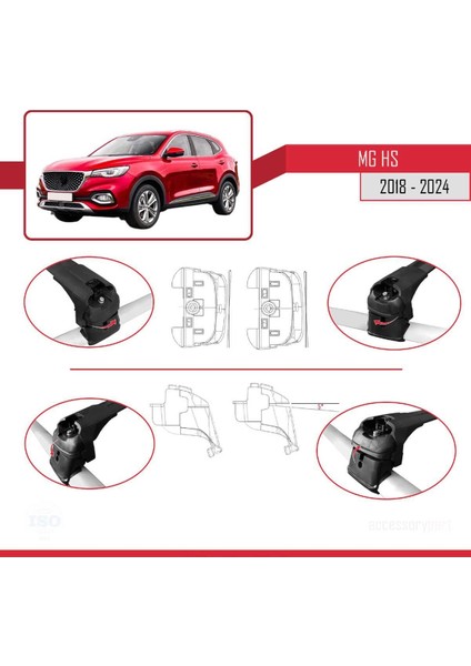 Mg Hs 2018 ve Sonrası ile Uyumlu Ace-2 Ara Atkı Tavan Barı Siyah