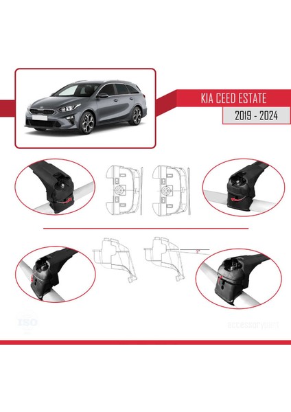 Kia Ceed (Cd) Sw 2019 ve Sonrası ile Uyumlu Ace-2 Ara Atkı Tavan Barı Siyah fırsatları