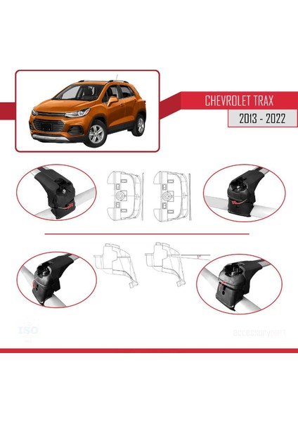 Chevrolet Trax 2013-2022 Arası ile Uyumlu Ace-2 Ara Atkı Tavan Barı Gri fırsatları