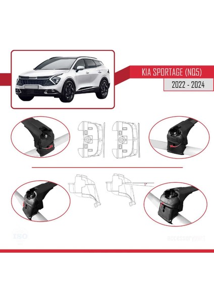 Kia Sportage 2022 2023 2024 (Sunroofsuz) ile Uyumlu Ace-2 Ara Atkı Tavan Barı Siyah fırsatları