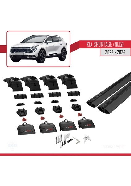 Kia Sportage 2022 2023 2024 (Sunroofsuz) ile Uyumlu Ace-2 Ara Atkı Tavan Barı Siyah indirimleri