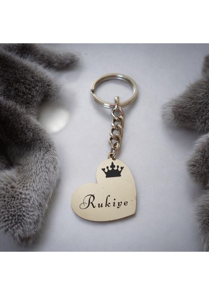 Rukiye Adı Kalbimin Tacı Tasarım Paslanmaz Çelik ANAHTARLIK-F.374819G.374949H.375079J.375209K.375339