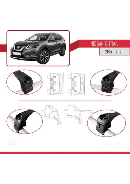Nissan X-Trail 2014-2021 Arası ile Uyumlu Ace-2 Ara Atkı Tavan Barı Siyah fırsatları