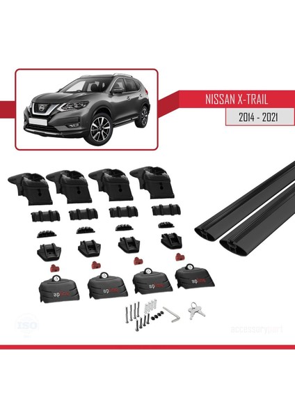 Nissan X-Trail 2014-2021 Arası ile Uyumlu Ace-2 Ara Atkı Tavan Barı Siyah indirimleri