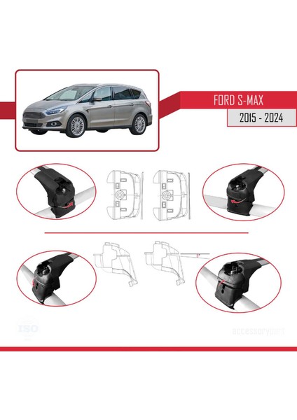 Ford S-Max 2015 ve Sonrası ile Uyumlu Ace-2 Ara Atkı Tavan Barı Gri fırsatları