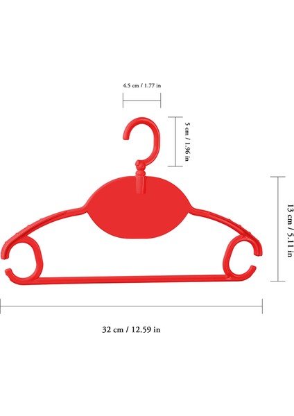 6 Adet Bebek Kıyafet Askısı - 360 Derece Dönebilen Plastik Çocuk Elbise Askısı - Kırmızı modelleri